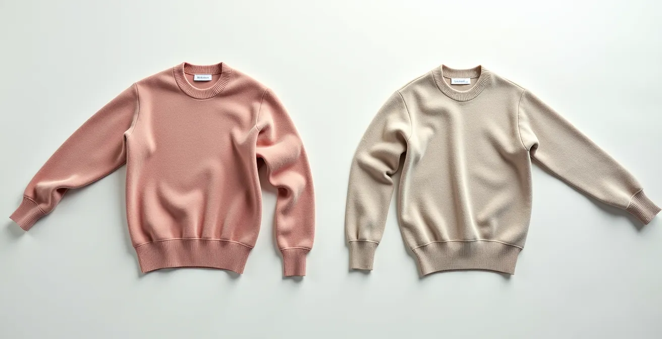 Transformación de un tejido con acabado químico antes y después del lavado, mostrando la aparición de pilling.