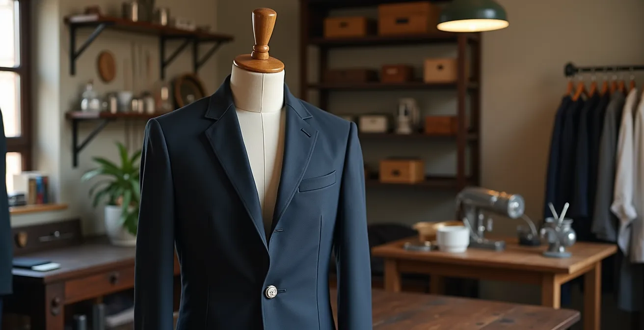 Detalle de chaqueta clásica con nuevos botones de diseño y silueta actualizada